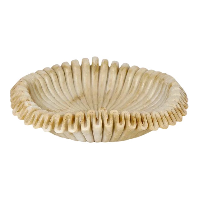 1990s Folded Edge Indian Marble Bowl For Sale