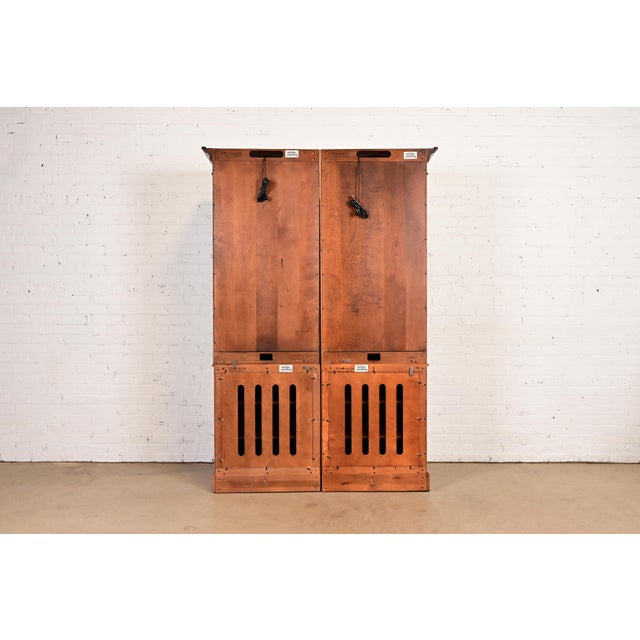 Ethan Allen British Colonial Carved Cherry Wood Lighted Breakfront Bookcase Cabinet For Sale - Image 12 of 15