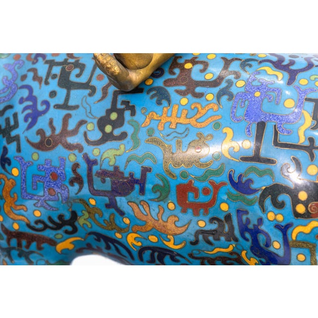 Vintage Chinese Cloisonne Bull Sculpture With Sitting Figure - Asian Collectables For Sale In Detroit - Image 6 of 6