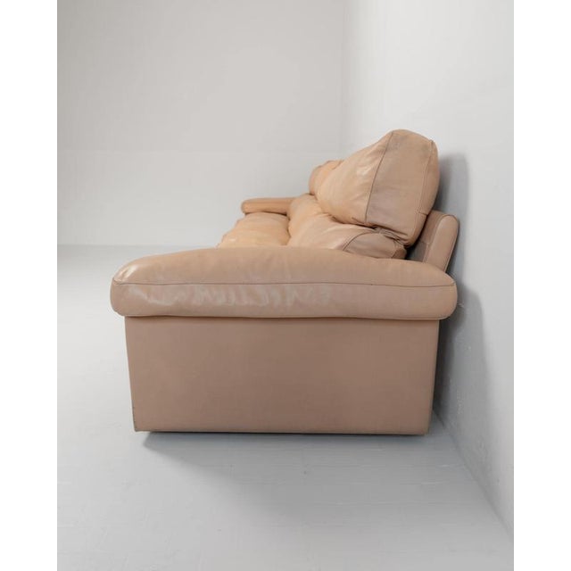 Tito Agnoli Vintage Petronio 4-6 Seater Sofa in Blush Leather by Tito Agnoli for Poltrona Frau, 1970s For Sale - Image 4 of 13
