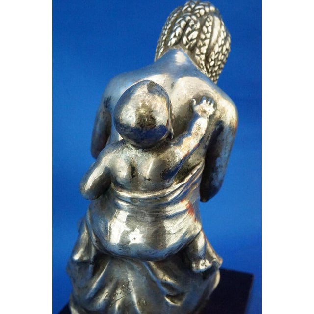 Enrico Bartoli, Sculpture of Maternity, 1800s, Ceramic Finished in Silver For Sale - Image 18 of 18
