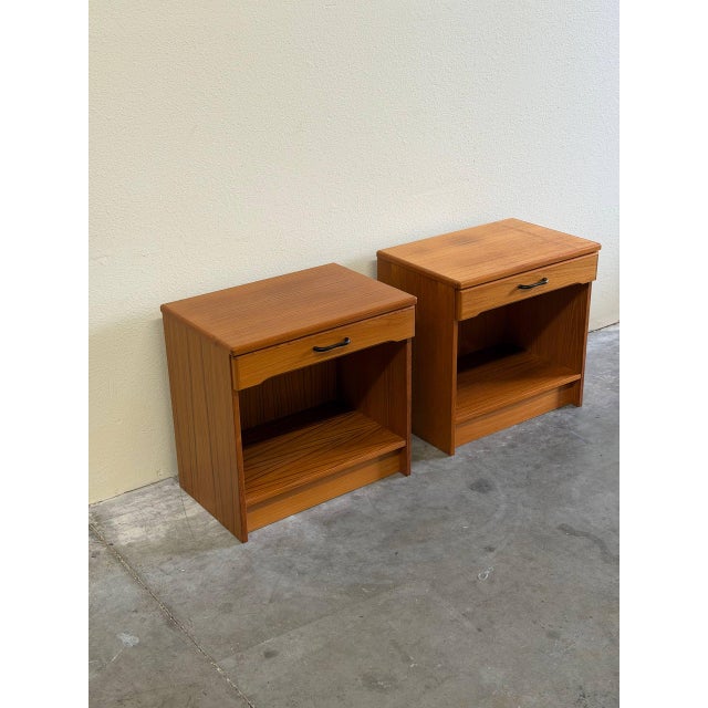 Mid-Century Modern Pair of Danish Mid 20th Century Teak Nightstands Bedside Tables Scandinavian Design For Sale - Image 3 of 10