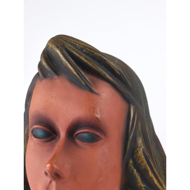 Large Mid-Century Female Bust Head of Young Woman in Terracotta, Austria, 1950s For Sale - Image 17 of 18