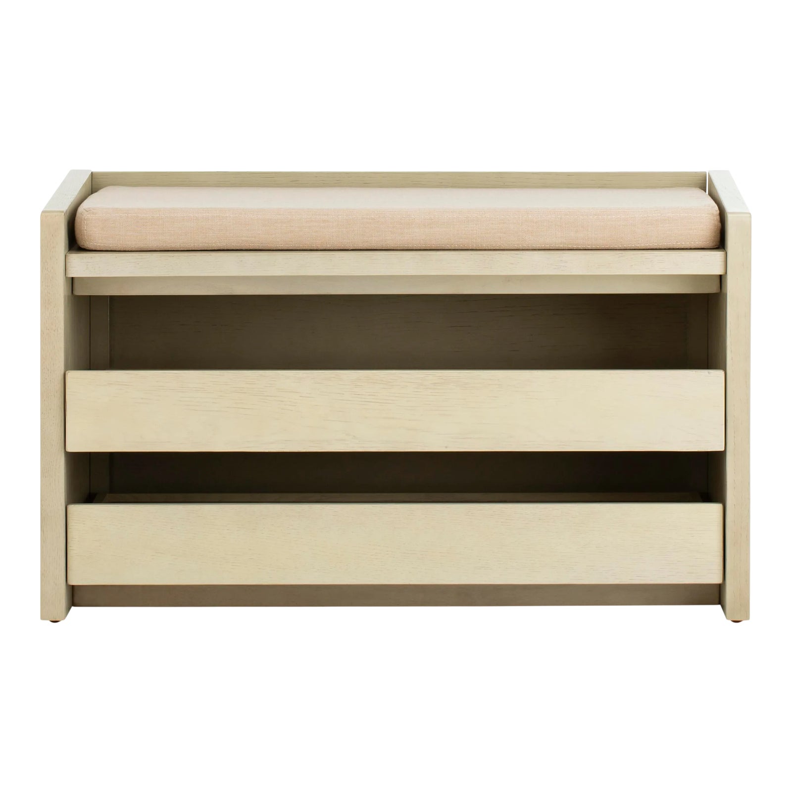 Storage Bench in whitewash & Beige | Chairish