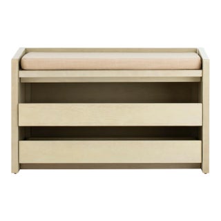 Storage Bench in whitewash & Beige For Sale