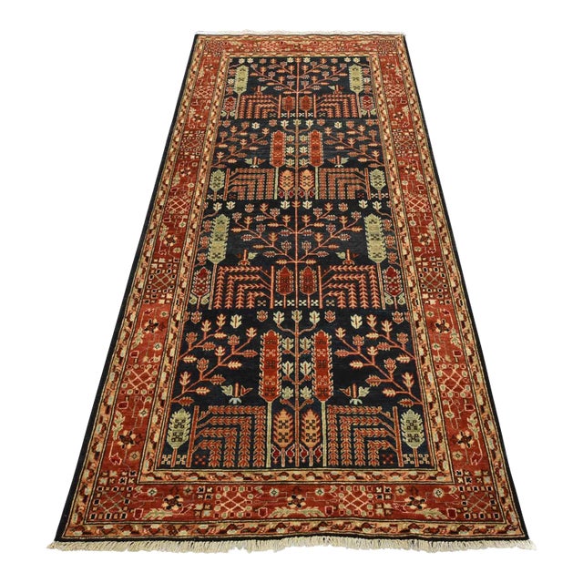 Tabriz Ziegler Runner 4′ X 8’6” Blue Wool Traditional Hand-Knotted Oriental Rug For Sale