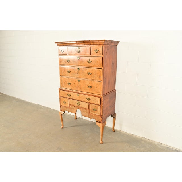 A gorgeous antique English Queen Anne or Georgian ten-drawer highboy dresser or chest of drawers England, Circa Mid-18th...