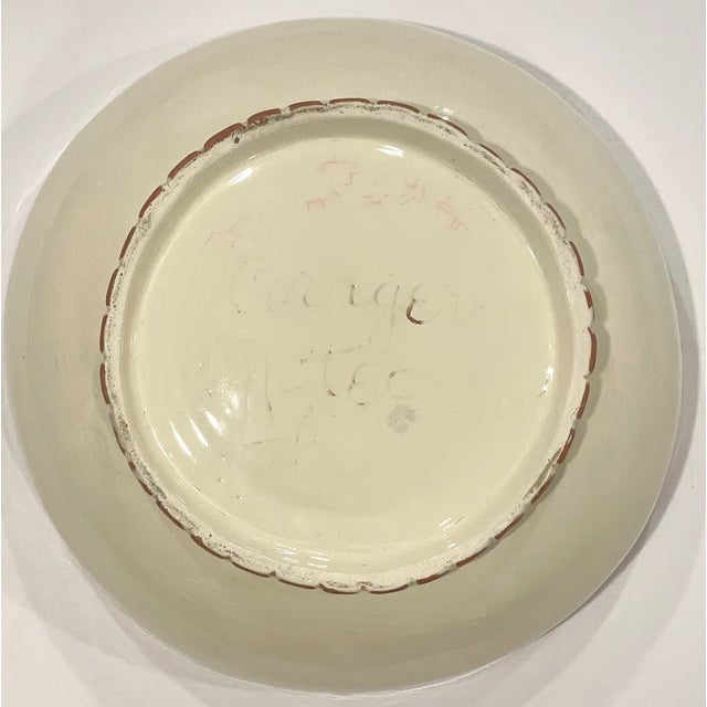 Large Vintage Glazed Ceramic Bowl in Cream and Salmon For Sale - Image 10 of 12