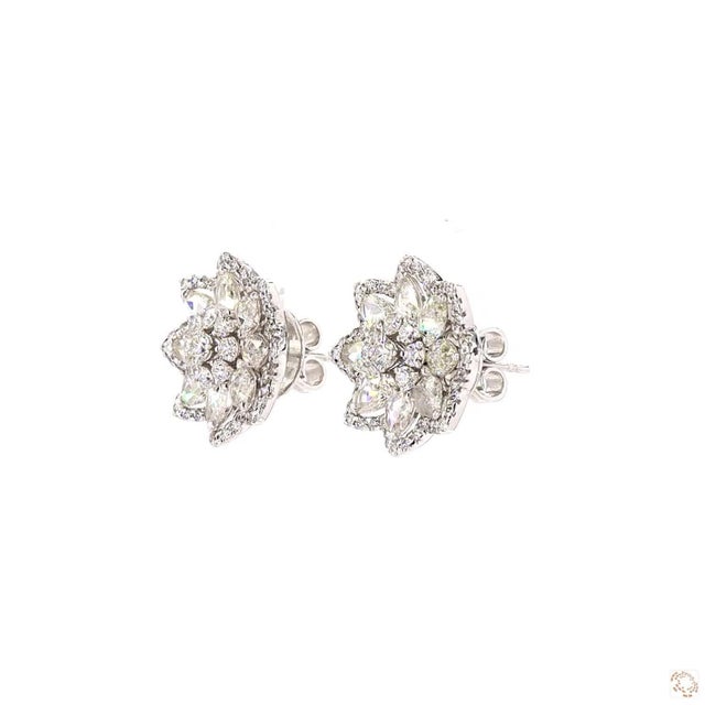 Modern 1.33 Carat Round Brilliant Cut Diamond Gold Earrings, Pair For Sale - Image 3 of 9
