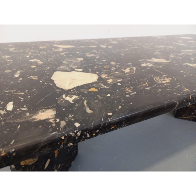 Tan Vintage Rectangular Coffee Table in Black Marble and Smoked Glass, 1960s For Sale - Image 8 of 18
