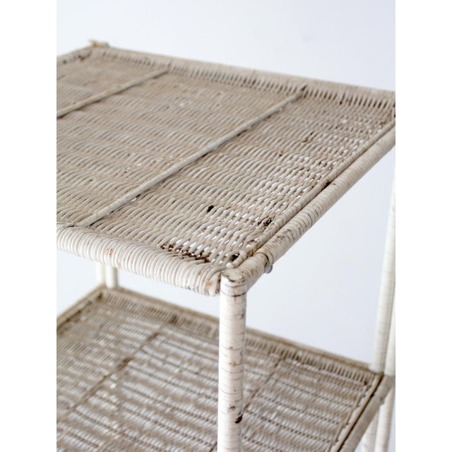 Vintage White Wicker Etagere Shelf With Drawer For Sale - Image 11 of 17