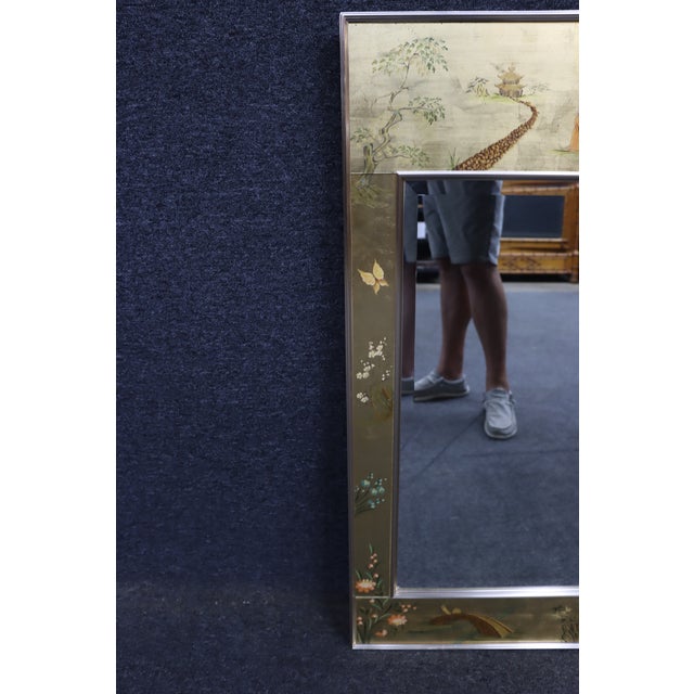 Gold LaBarge Chinoiserie Painted Wall Mirror For Sale - Image 8 of 12