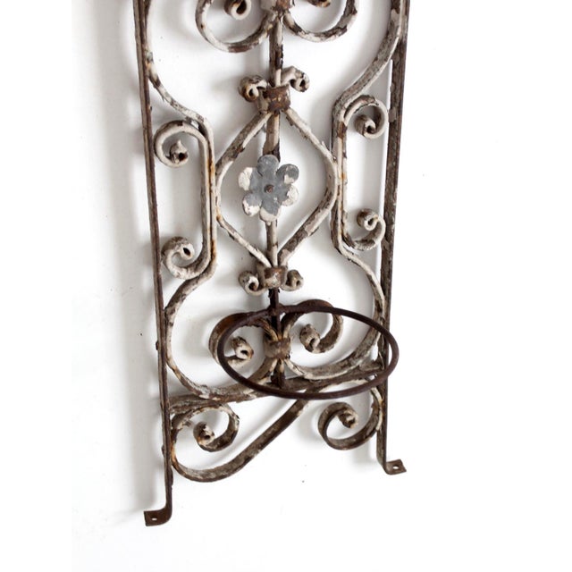 Vintage Spanish Revival Wrought Iron Wall Planter Sconce For Sale - Image 13 of 16