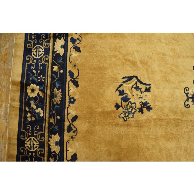 Traditional Phenomenal Yellow Goldenrod Color With Delicate Florid Design Antique Chinese Peking Rug For Sale - Image 3 of 12