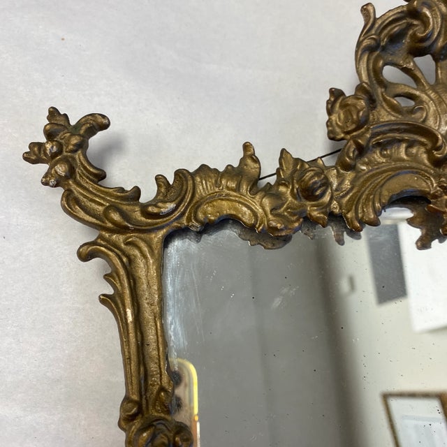 1970s 1970s Art Nouveau Metal Vanity Mirror For Sale - Image 5 of 6