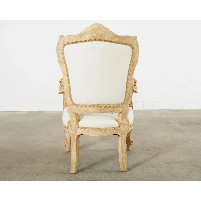 Hendrix Allardyce Italian Rococo Style Carved Library Armchair For Sale - Image 12 of 12