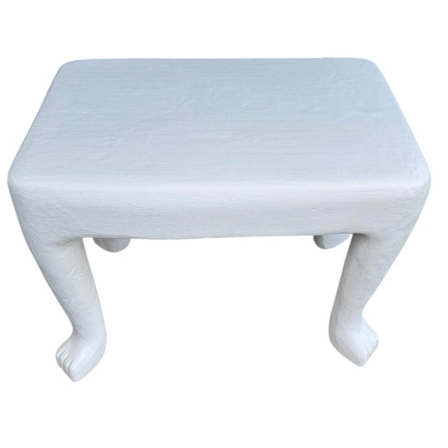 John Dickinson Vintage White Plaster African Side Table in the Style of John Dickinson For Sale - Image 4 of 10