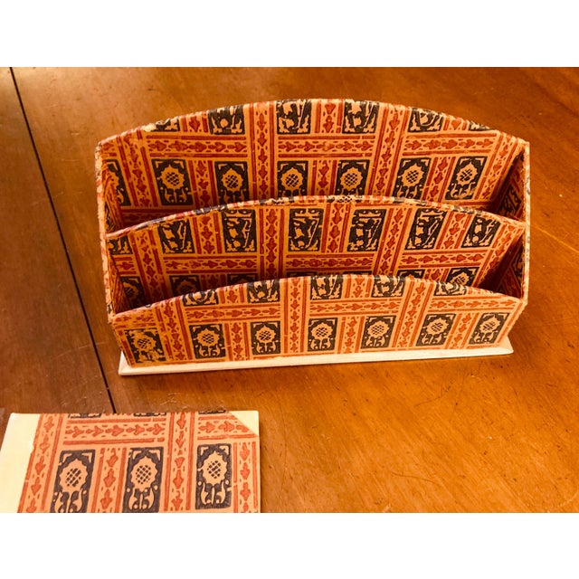 Vintage Italian book binders paper desk top organizers Arched letter holder organizer 10” X 6” X 3” Single note pad cover...