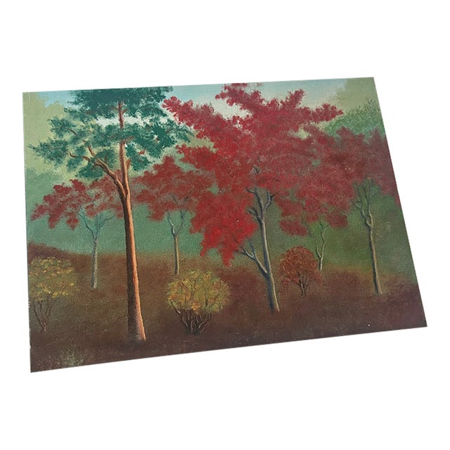 1990s Colorful Trees and Foliage Landscape Painting on Canvas For Sale