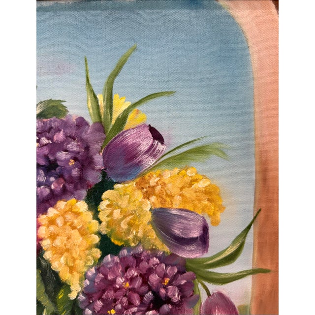 Mid 20th Century Vintage Still Life Oil Painting in Gold Frame - Signed by Artist For Sale - Image 5 of 11