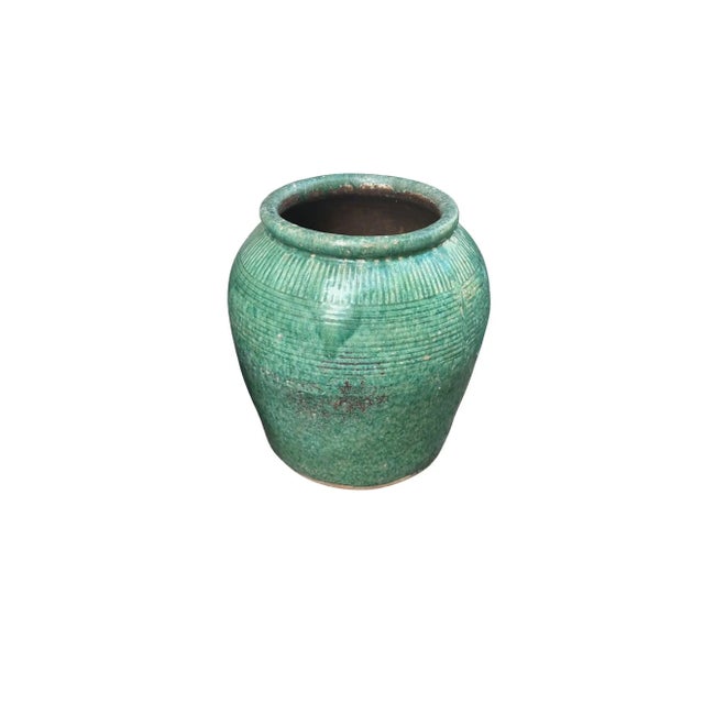 Vintage Chinese Green Glazed Ceramic Soy Sauce Jar For Sale - Image 6 of 10