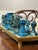Chinese Stone Chess Set on Brass Framed and Footed Board in Blue and White, 1960s For Sale - Image 10 of 15