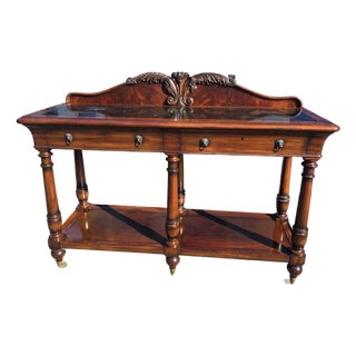 Thomasville Ernest Hemingway 70" Console Table Granite Mosaic Top Lion Hardware For Sale