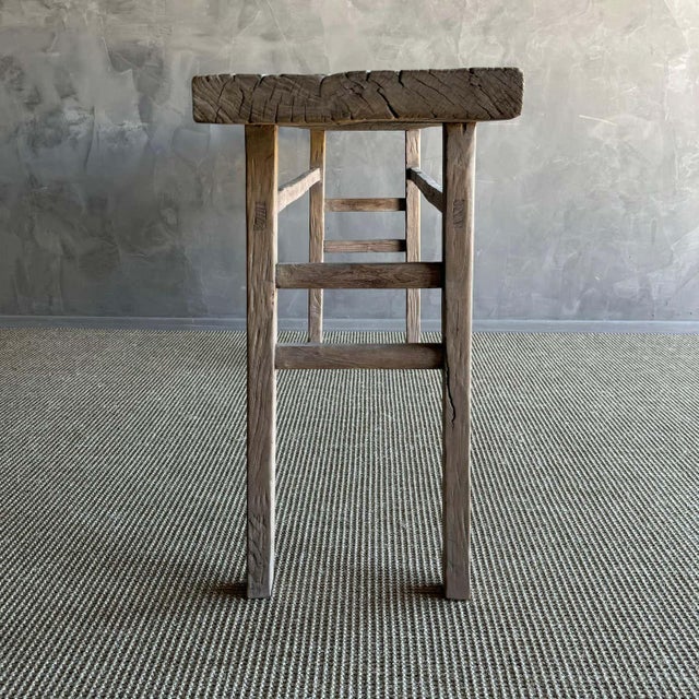 Mid 20th Century Vintage Elm Wood Console Table 77.5" For Sale - Image 5 of 6