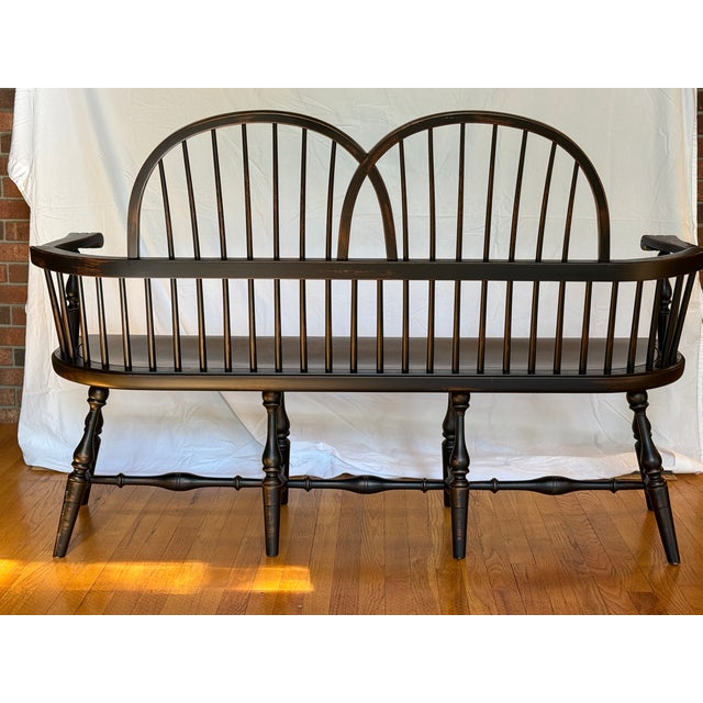 Frederick Duckloe & Bros custom dual tone settee with tiger maple seat and black wipe off back and legs. Built in 2008....