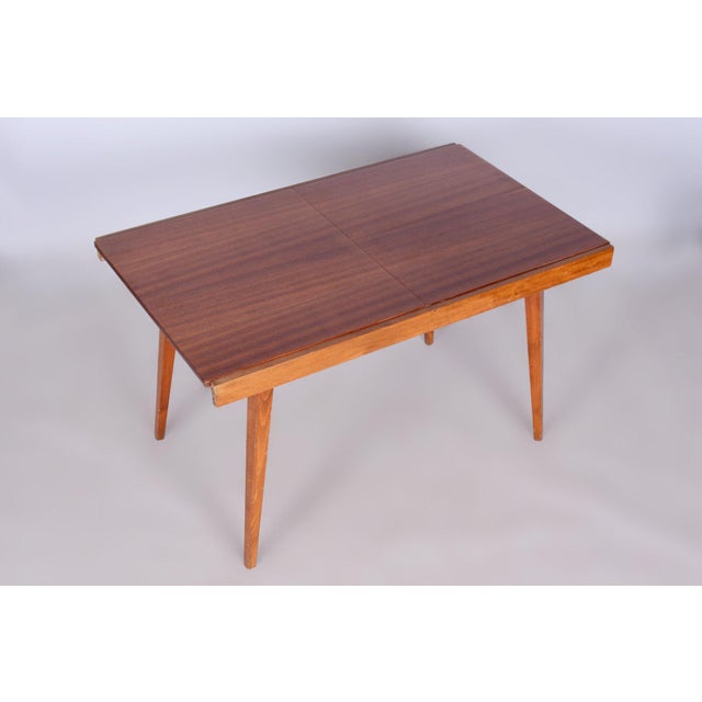 Wood 20th Century Folding Table in Beech, Mahogany & Veneer, Czech, 1960s For Sale - Image 7 of 16