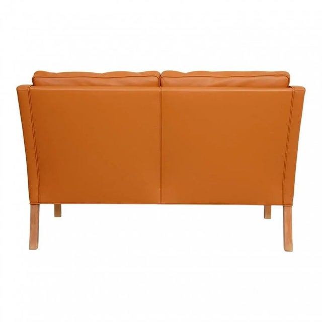Børge Mogensen Model 2208 2-Seater Sofa in Cognac Bison Leather by Børge Mogensen for Fredericia For Sale - Image 4 of 9