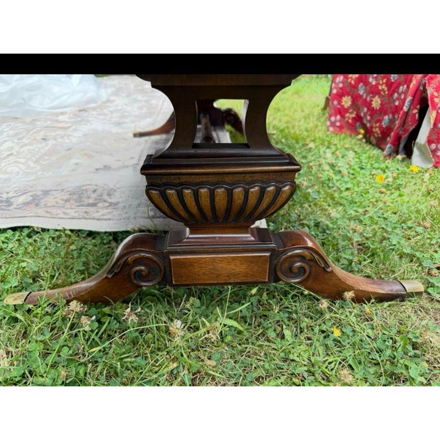 Animal Skin Regal Regency Weiman Gold Embossed Leather Top Coffee Table For Sale - Image 7 of 12