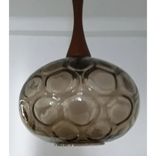 Vintage Ceiling Lamp with Smoked Elliptical Glass Shade, 1970s, in Good conditions. Designed 1970 to 1979 European Plug...