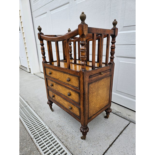 Walnut and Leather Canterbury or Magazine Book or Music Rack by Jonathan Charles For Sale - Image 6 of 12