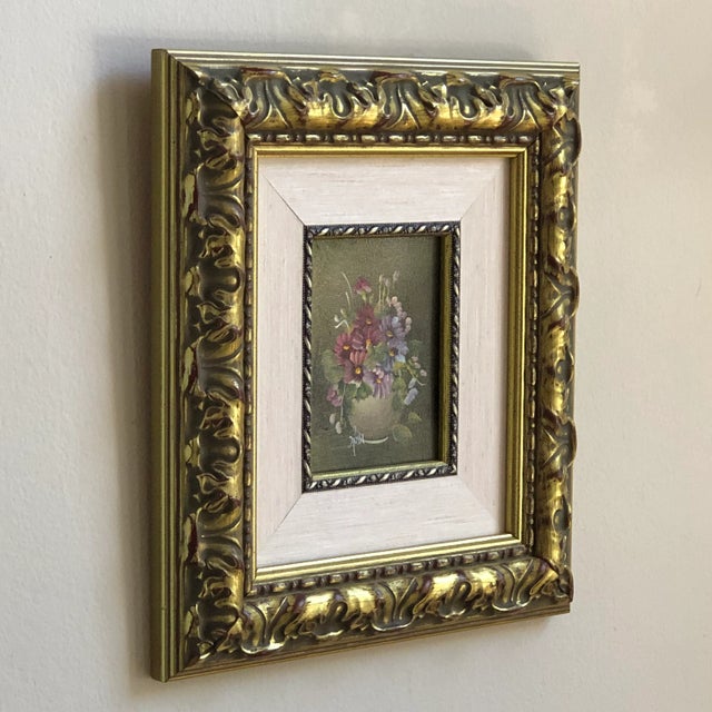 Late 20th Century Floral Oil-On-Board Still Life, Framed- For Sale - Image 9 of 10