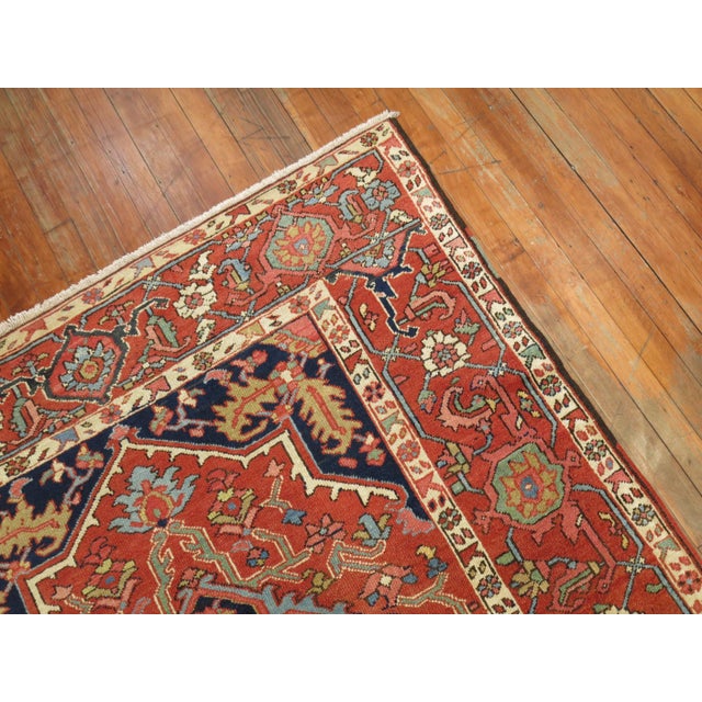 American Antique Zabihi Collection Heriz Serapi Accent Size Rug - 4'10" x 6'3" For Sale - Image 3 of 8