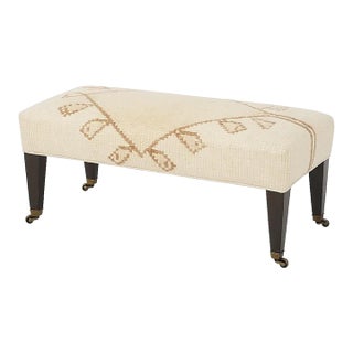 George Smith Style Antique Rug Ottoman / Bench With Brass Castors For Sale
