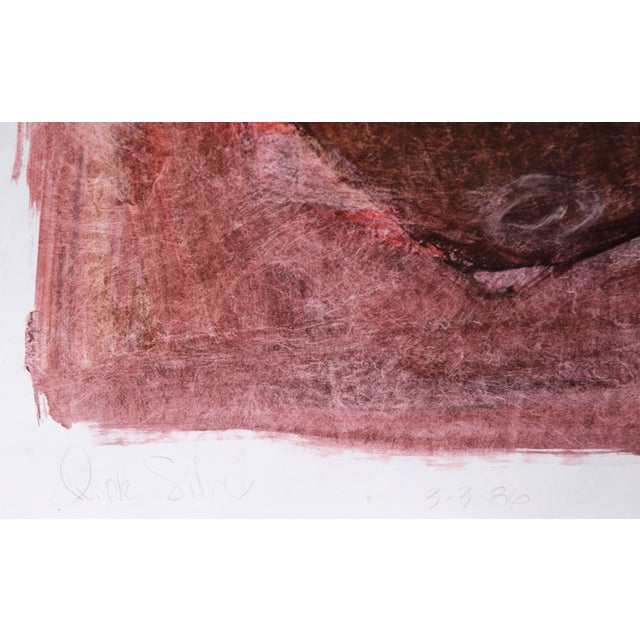 Vintage Latin American School Minimalist Portrait in Acrylic on Paper by Ricardo De Silva For Sale In Monterey, CA - Image 6 of 7