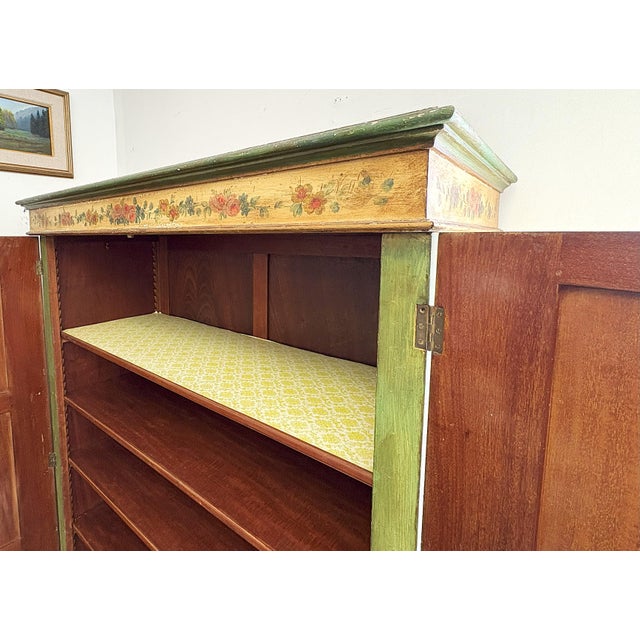 Vintage Tyrolean Painted and Lacquered Wardrobe Cabinet With Adjustable Shelves For Sale - Image 18 of 18