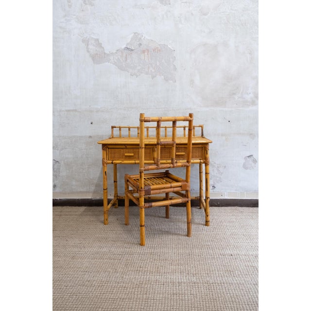 Bamboo and Rattan Desk with Chair, 1970s, Set of 2 For Sale - Image 11 of 11