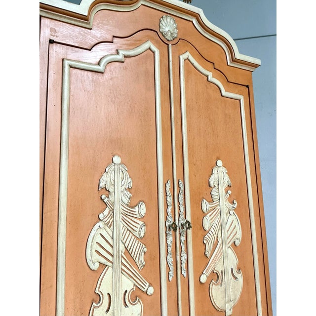 Apricot Vintage Regency Carved Detail Secretary Desk For Sale - Image 8 of 9