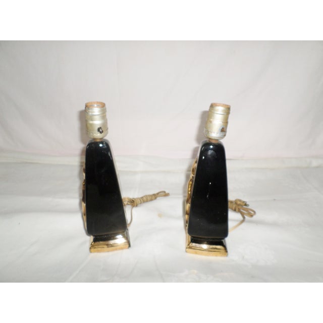 Art Deco Vintage Art Deco Black & Gold With Gazelle Design Table Lamps - a Pair For Sale - Image 3 of 8