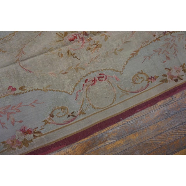Late 19th Century 1880s Ivory Floral Medallion Antique French Aubusson Rug 3' X 6'6" Flatweave Wool Carpet For Sale - Image 5 of 15