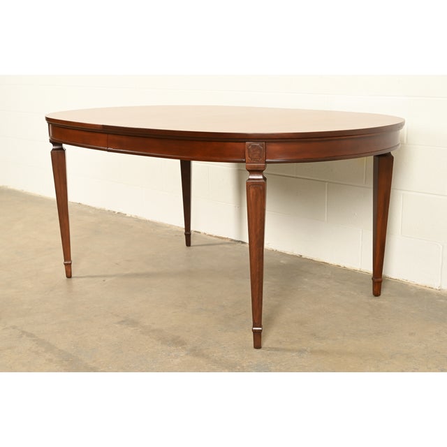 1960s Drexel French Regency Louis XVI Cherry Wood Extension Dining Table, Newly Refinished For Sale - Image 5 of 13