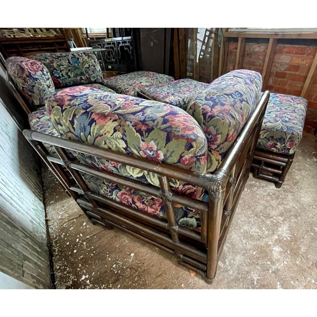 Ficks Reed Mid 20th Century Ficks Reed Bamboo Rattan Modular Sectional Corner Chairs Chaise Couch Footstool For Sale - Image 4 of 12