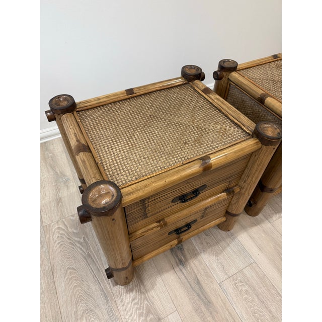 Vintage Bamboo and Rattan Nighstands . Introduce the essence of bohemian style to your space with this Boho Chic Bamboo...