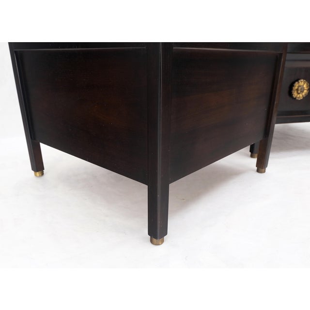 Pair Square Marble Top 2 Door Nightstands End Tables Large Decorative Pulls Mint For Sale - Image 10 of 16