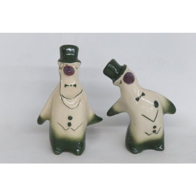 Vintage Ceramic Penguins in Tuxedos and Top Hats Salt and Pepper Shakers Pair 4494b For Sale - Image 17 of 17