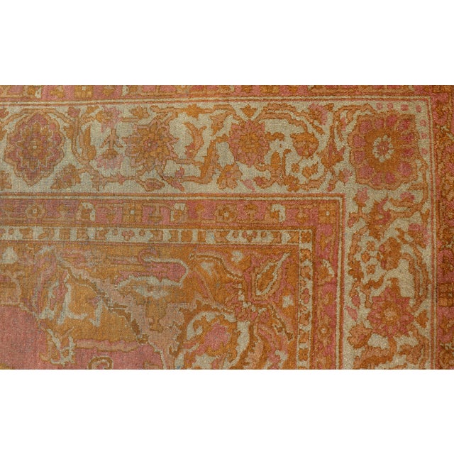Antique Indian Amritsar Rug in Acidic Yellow, Pink and Ivory With Medallion For Sale - Image 10 of 14