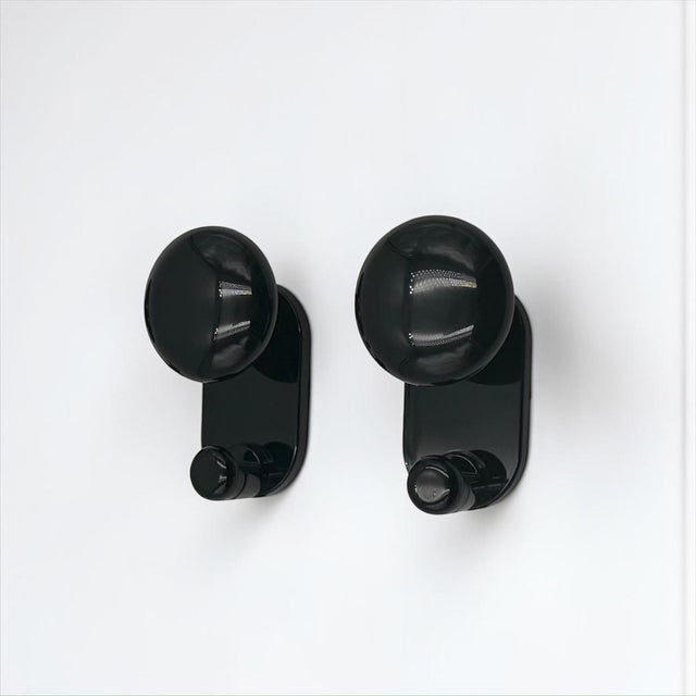 Black Wall Hooks by C. Bartoli for Con & Con, Italy, 1970s, Set of 2 For Sale - Image 10 of 10